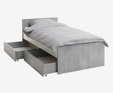 Single bed frame with mattress and storage