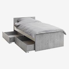 Single bed frame with mattress and storage