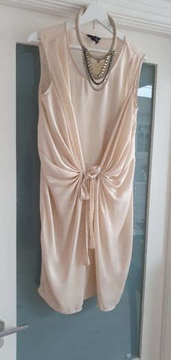 H&M beige tie front dress Sz 40 (Fit 12-16UK)