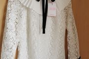 BNWT - Savida off white blooms pleat blouse UK 8-10