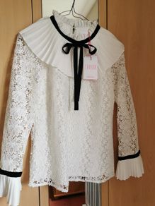 BNWT - Savida off white blooms pleat blouse UK 8-10