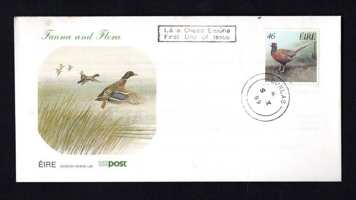 1989 Ireland Fauna & Flora 46p Ring-necked Pheasant Game Birds Stamps Commemorative Stamps An Post First Day Cover (FDC) with Thurles Steele Cancel