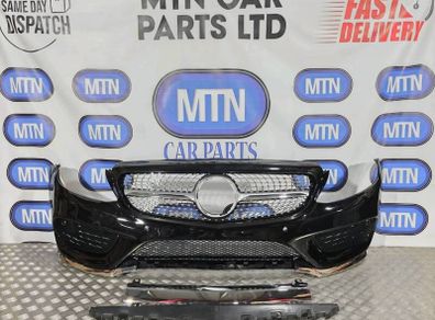 Complete Front Bumper For Mercedes C Class W205 C63 Amg Saloon 15-21 Black C197