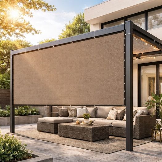 90% Sun Shade Cloth, 10 x 12 ft Pergola Shade Cover with Stainless Steel Grommets