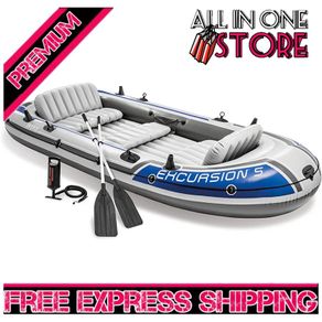 5 Man Excursion Inflatable Boat Set with Aluminium Oars and Pump