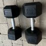 2x20kg rubber hex dumbbells Image 3