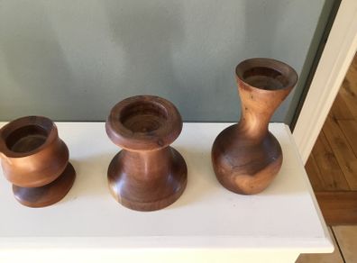 Handturned wooden candlesticks