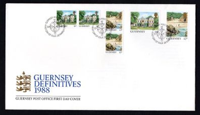 1988 Guernsey Bailiwick Views Definitive (booklet stamps) First Day Cover (FDC)