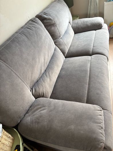 3 + 1 Grey Suede Electric Reclining Couch & Armchair
