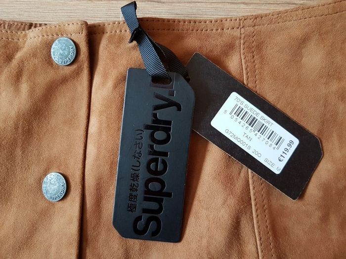 skirt leather brown superdry Medium Size M Brand new