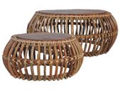 Coffee Tables 2 pcs Natural Rattan