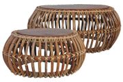 Coffee Tables 2 pcs Natural Rattan