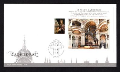 2008 Great Britain Cathedrals Commemorative Stamps Miniature Sheet addressed First Day Cover (FDC) with Edinburgh pictorial cancel