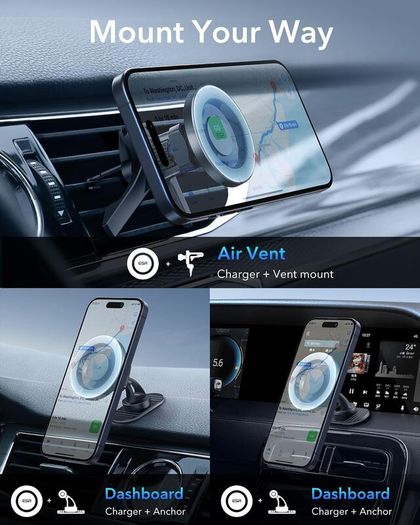 ESR for MagSafe Car Mount [2300gf N52H Magnets], Car Phone Holder Magnetic for Air Vent/Dashboard, Magnetic Phone Car Mount for iPhone 16 15 Pro Max Plus 14 13 12 Mini, Galaxy S25, MagSafe Accessories