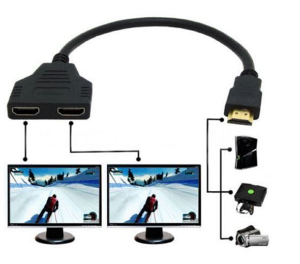 HDMI Splitter 1 to 2 Cable Male to Female M/F 1 in 2 out Adapter HDMI Converter