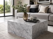Monobloc Coffee Table  High Gloss MDF  Varnished Design Living Room Table Cube Square Lounge Side Table Cube Shape