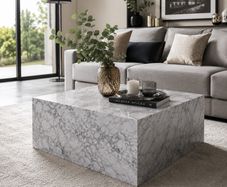 Monobloc Coffee Table  High Gloss MDF  Varnished Design Living Room Table Cube Square Lounge Side Table Cube Shape