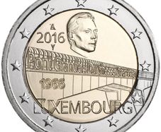 Luxembourg 2 Euro Commemorative Coin 2016 - 50 Years of Grand Duchess Charlotte Bridge. Uncirculated.
