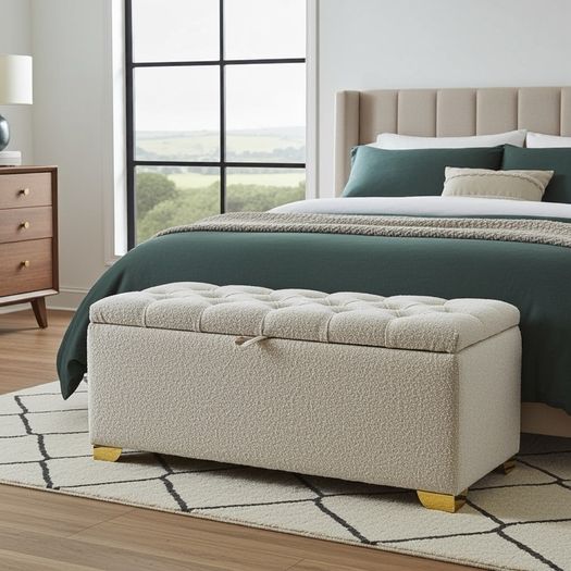 Elegance Boucle Ottoman with Storage 100x40