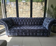 Crushed Blue Velvet Sofa
