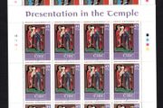 2001 Ireland Christmas (The Nativity, The Annunciation &amp; Presentation in the Temple) Stamp Sheetlet Plate 1B1B1B1B Mint Never Hinged (MNH)