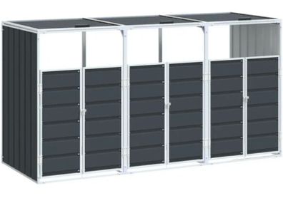 vidaXL Wheelie Bin Storage for Triple Bins Anthracite 216x81x115 cm Steel