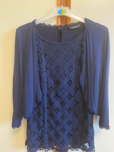 Navy top + bolero cardigan, size 8