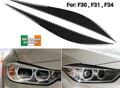 2Pcs/Set Carbon Fiber Headlight Eyebrows Eye Lid Cover fit for BMW 3 Series F30, F31, F34