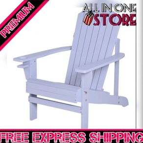 Outdoor Classic Wooden Adirondack Deck Chair with Cup Holder (FREE POSTAGE)