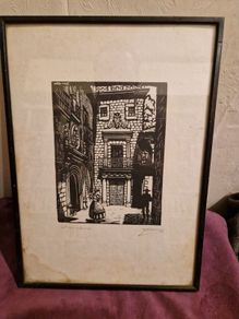 Extremadura Spain Woodblock Print by  Juan Castells Signed