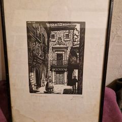 Extremadura Spain Woodblock Print by  Juan Castells Signed