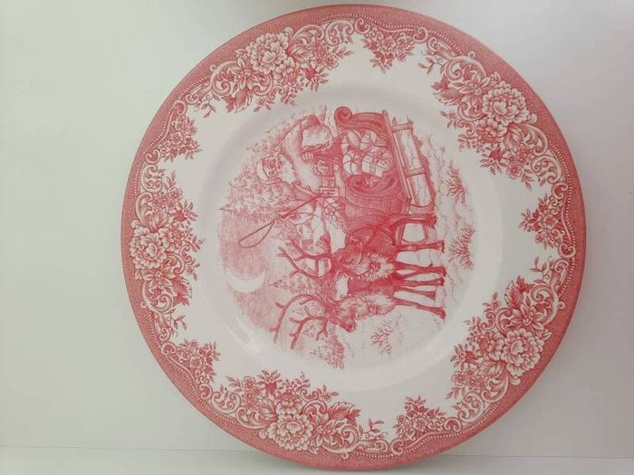 Royal Stafford Red Christmas Santa & Reindeer Plate and Bowl