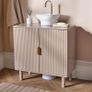 Under Sink Bathroom Cabinet, Free Standing Wooden Under Basin Unit Cupboard Storage Cabinet with 2 Doors & Shelf Bathroom Sink Cabinet with Feet, Taupe Image 2