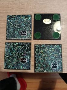 Genuine New Zealand Paua Shell Coasters Set