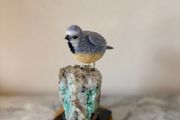 Hand-Carved Blue &amp; Yellow Gemstone Blue Tit