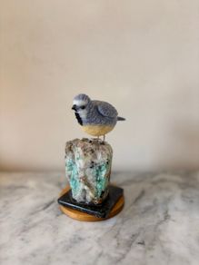 Hand-Carved Blue & Yellow Gemstone Blue Tit