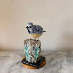 Hand-Carved Blue & Yellow Gemstone Blue Tit