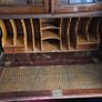 antique wooden bureau bookcase, likely an Edwardian or late Georgian mahogany piece featuring a glazed upper cabinet and a drop-front desk above lower drawers Image 2