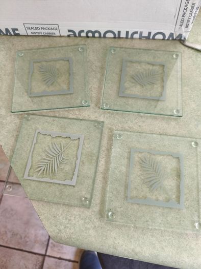 Set of 4 Glass Coasters .