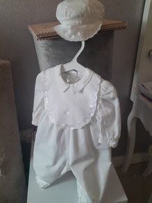 New Irish linen Christening Romper