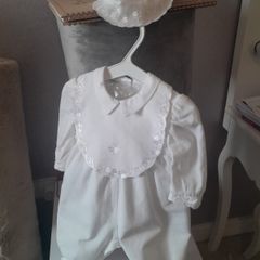 New Irish linen Christening Romper