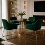 Set of 2 Green Velvet Dining Chairs with Gold Metal Legs Image 2
