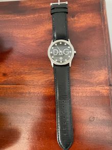 D&G Dolce and Gabanna ladies watch black leather strap