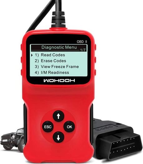 Universal OBD2 Engine Fault Reader Car Scanner, Professional Auto Car Diagnostic Scanner Repair Tool, HD LCD Display Screen, I/M Readiness Smog Check CAN Diagnostic Scan Tool (RED)