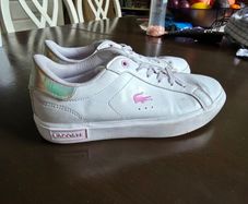 Girls Lacoste white trainers