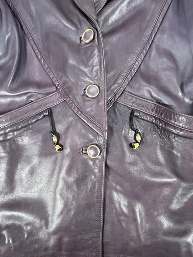 Vintage Italian Vera Pelle Leather Jacket Womens Small - Burgundy -Shoulder Pads