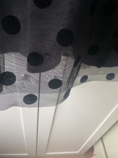 Mini mouse black and gold velour sequin polka dot tulle dress
