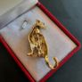 Cheetah Brooch Jaguar Bange Pin Gold Tone Green Eyes Cat Family Broach Jungle Jewellery Image 7