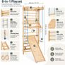 Wooden Swedish Ladder Wall Gym for Kids Indoor Climbing Playset with Slide, Swing & Rings Image 5