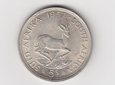 South Africa 5 Shillings 1957, 50% Silver Coin (no. G45)